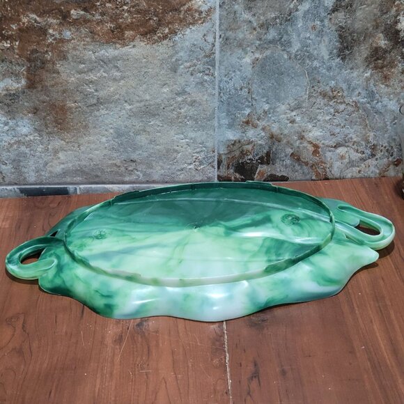 Vintage Serving Tray Platter A Lucky Wish Green Plastic Swirl - Picture 4 of 13